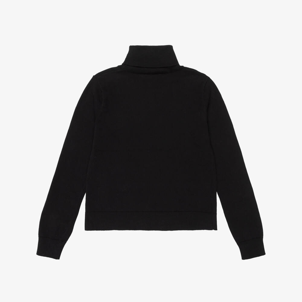 Mayoral-Girls Black Cotton Sweater with Roll Neck | Childrensalon