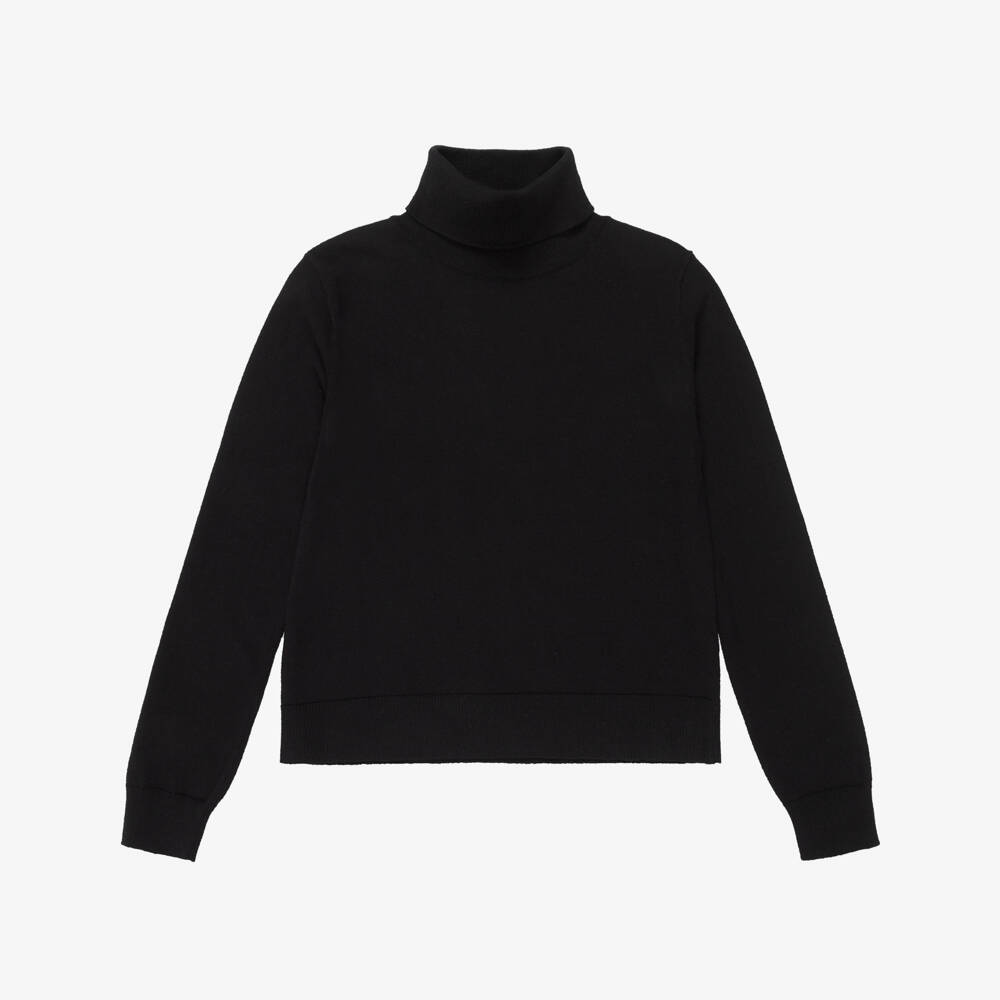 Mayoral-Girls Black Cotton Sweater with Roll Neck | Childrensalon