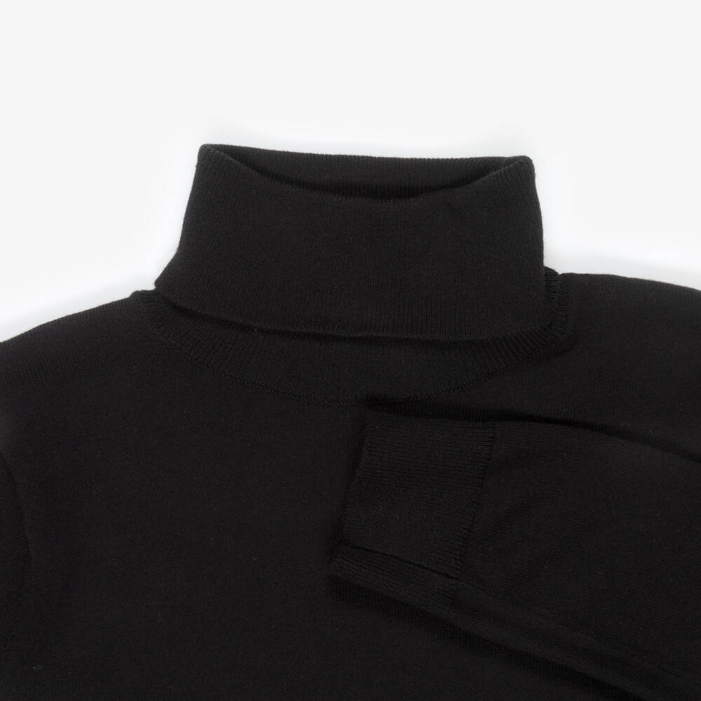Mayoral-Girls Black Cotton Sweater with Roll Neck | Childrensalon