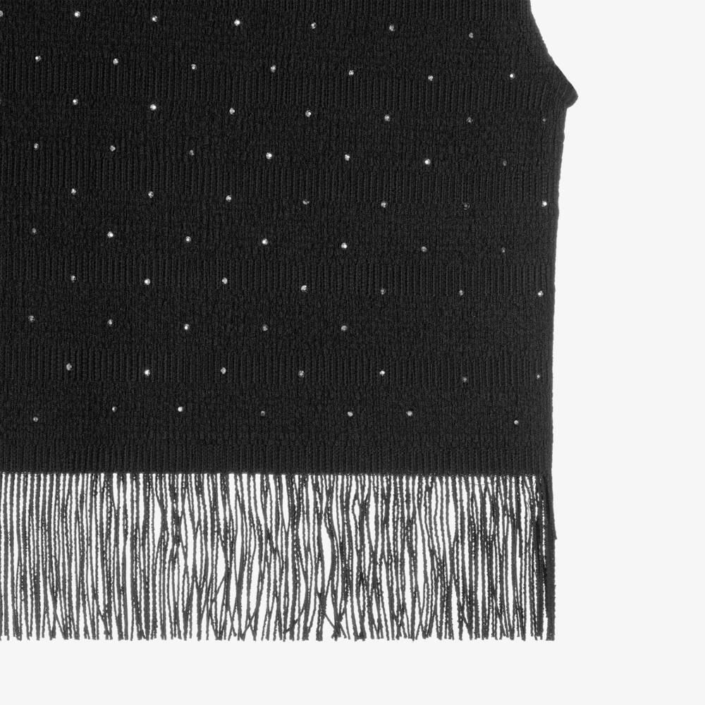 Mayoral-Girls Black Diamanté Fringed Trouser Set | Childrensalon