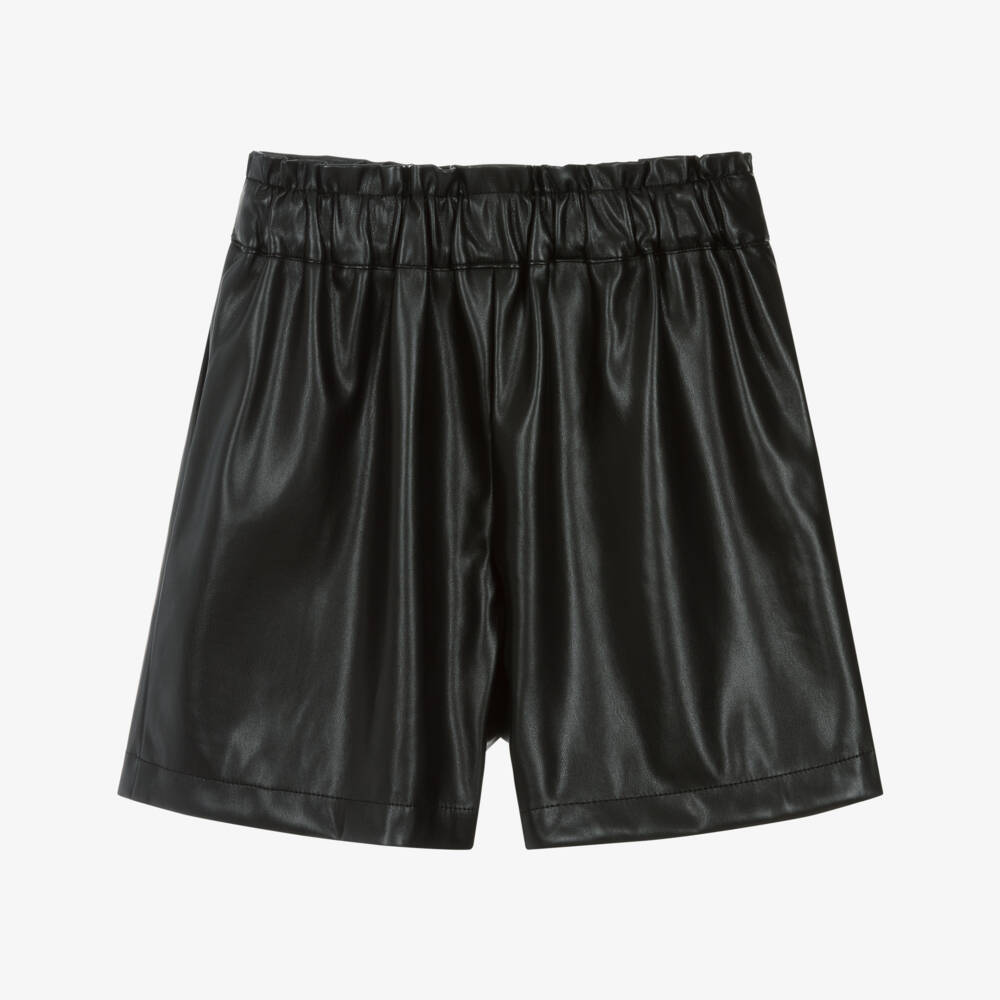 Mayoral-Шорты черные из искусственной кожи с поясом для девочек | Childrensalon