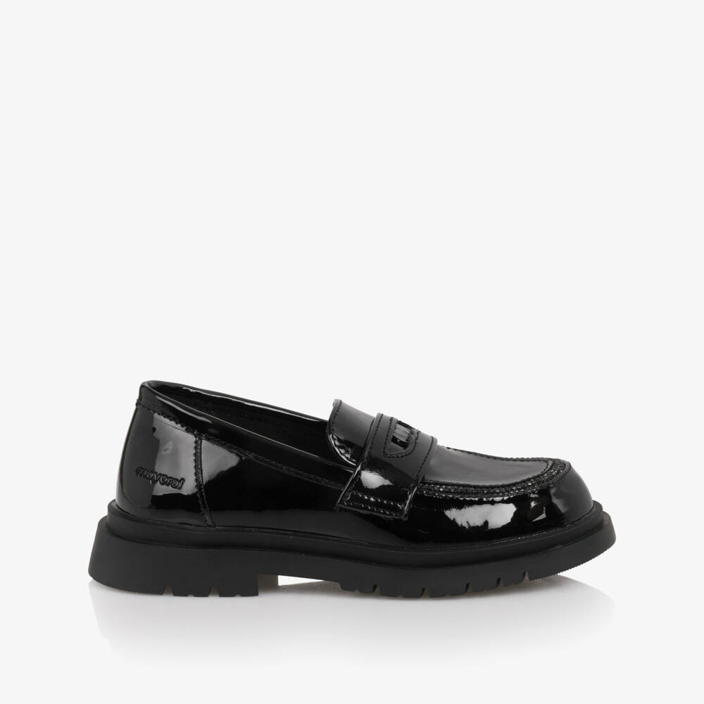 Mayoral-Girls Black Faux Patent Leather Loafers | Childrensalon