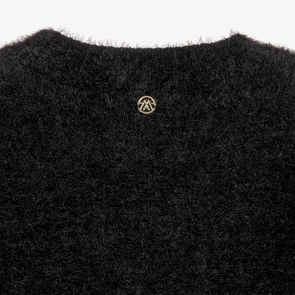 Mayoral-Girls Black Fluffy Knit Sweater | Childrensalon