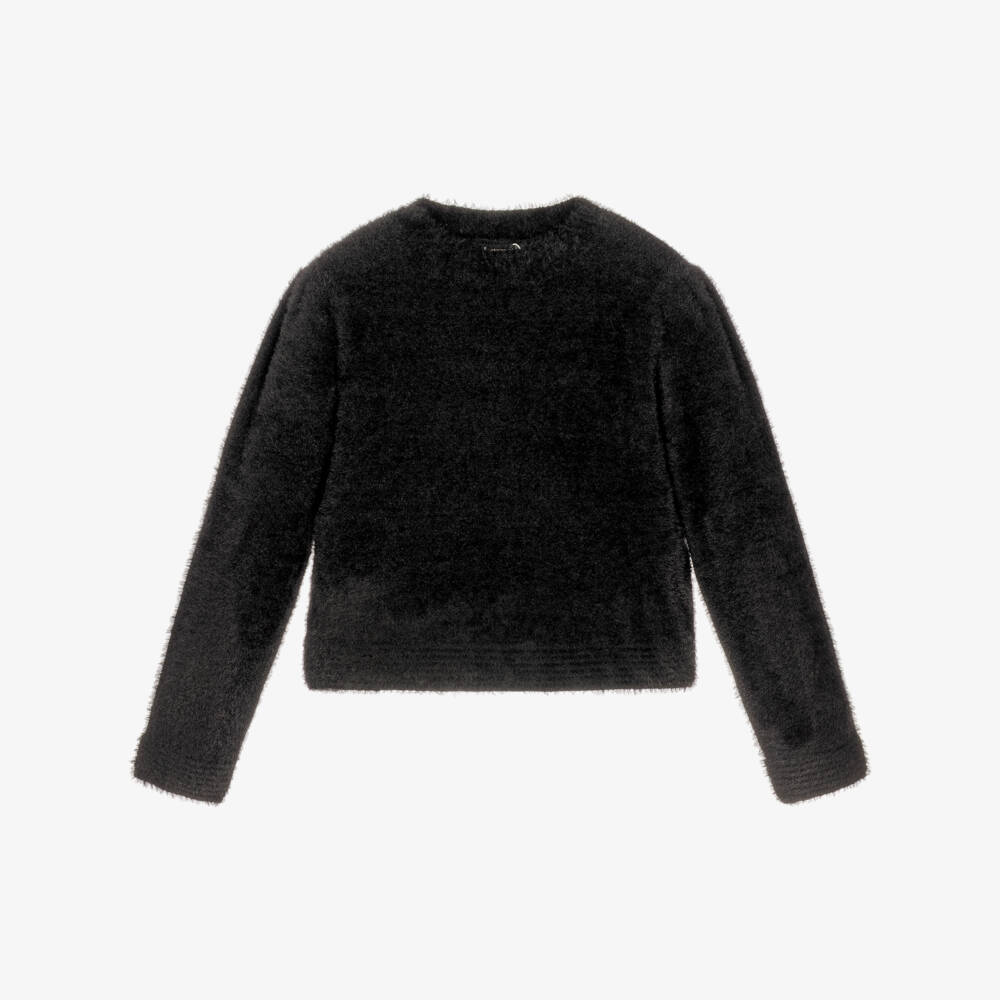 Mayoral-Girls Black Fluffy Knit Sweater | Childrensalon