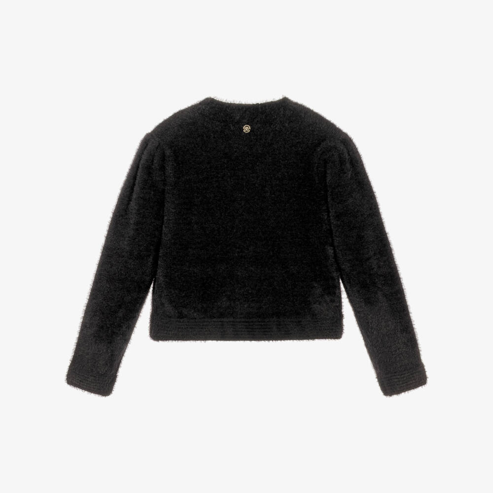 Mayoral-Girls Black Fluffy Knit Sweater | Childrensalon