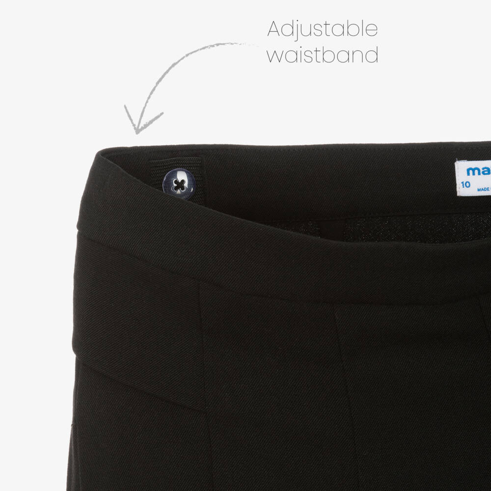 Mayoral-Girls Black High Waist Wide-Leg Trousers | Childrensalon