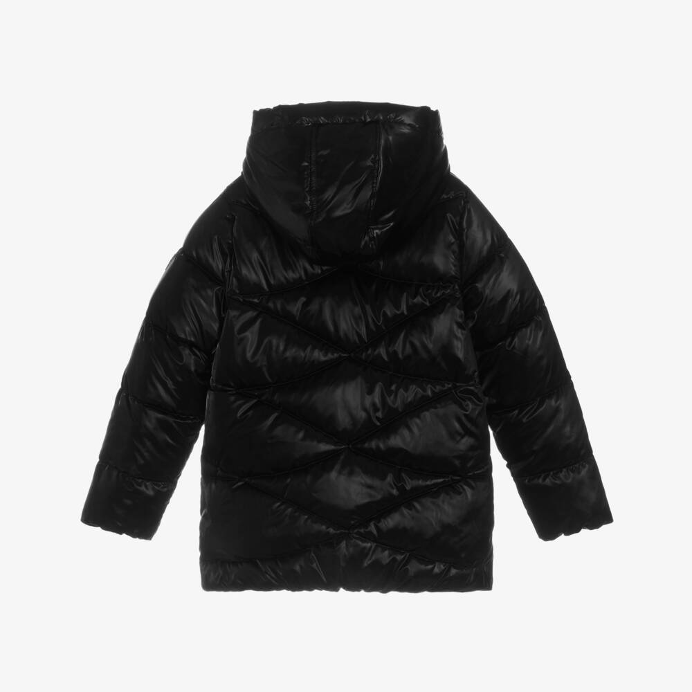 Mayoral-Пальто-пуховик с капюшоном чёрное для девочек | Childrensalon