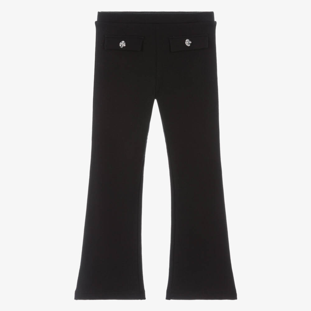 Mayoral-Girls Black Jersey Flared Trousers  | Childrensalon