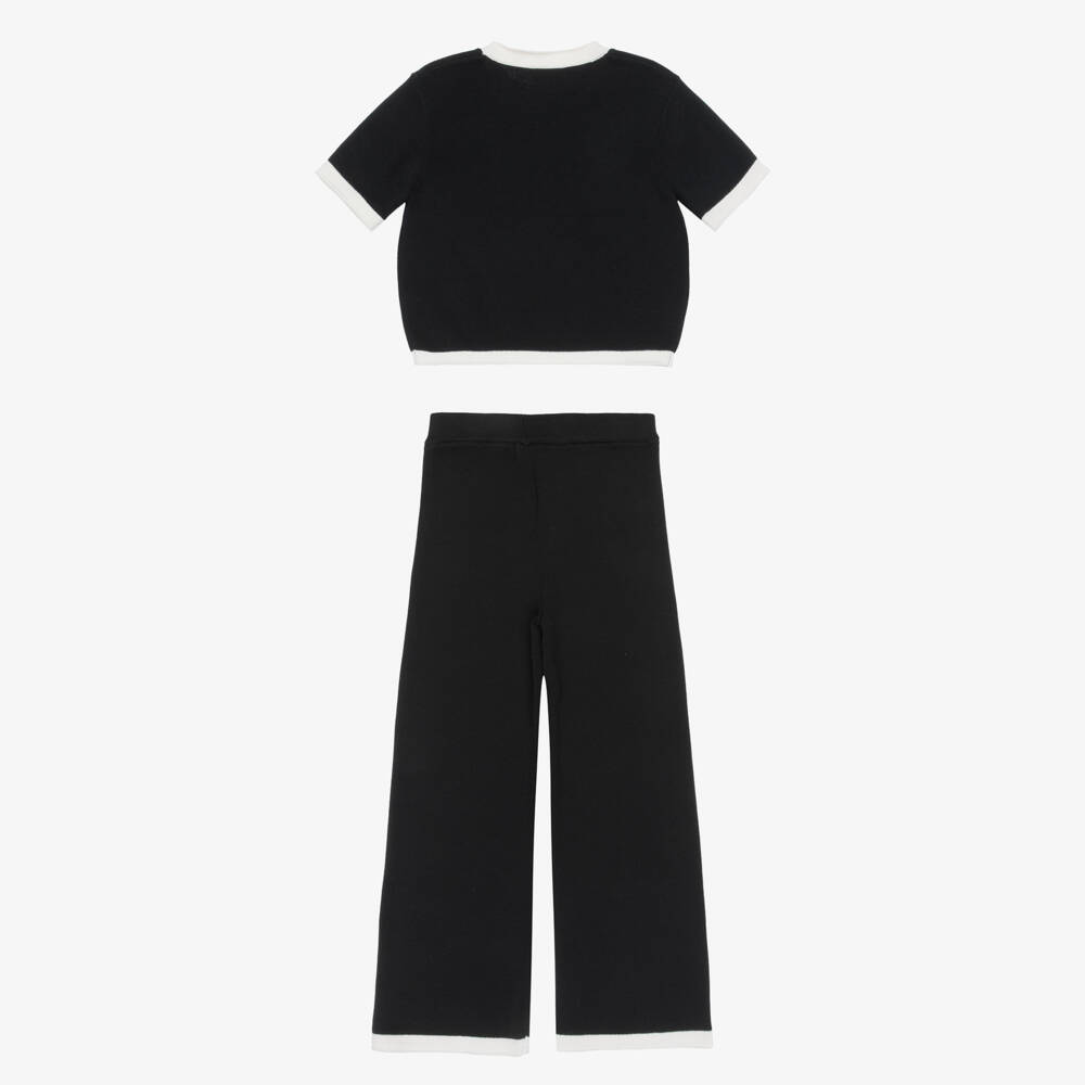 Mayoral-Girls Black Knitted 3 Piece Trouser Set | Childrensalon