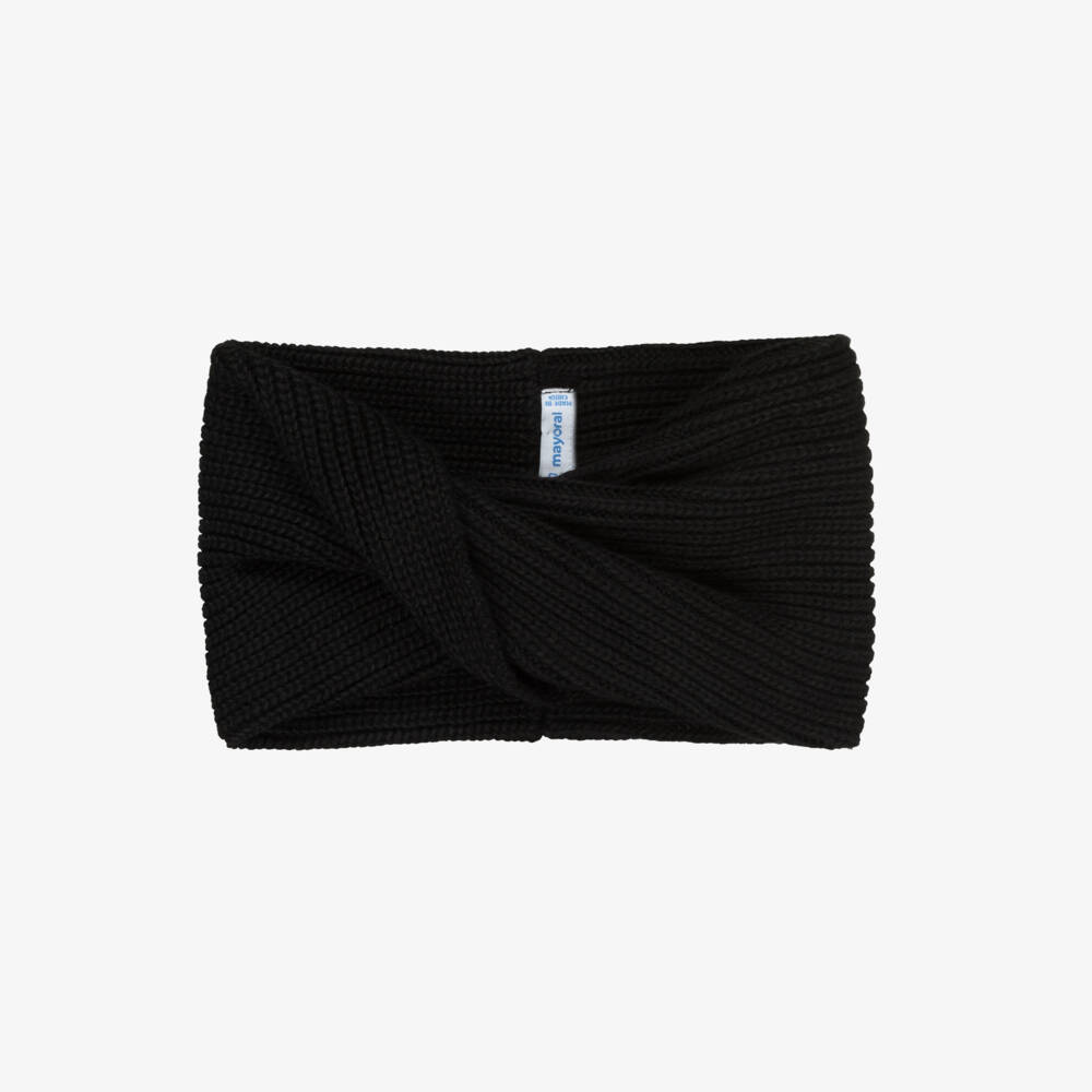 Mayoral-Girls Black Knitted Hat, Glove & Scarf Set | Childrensalon