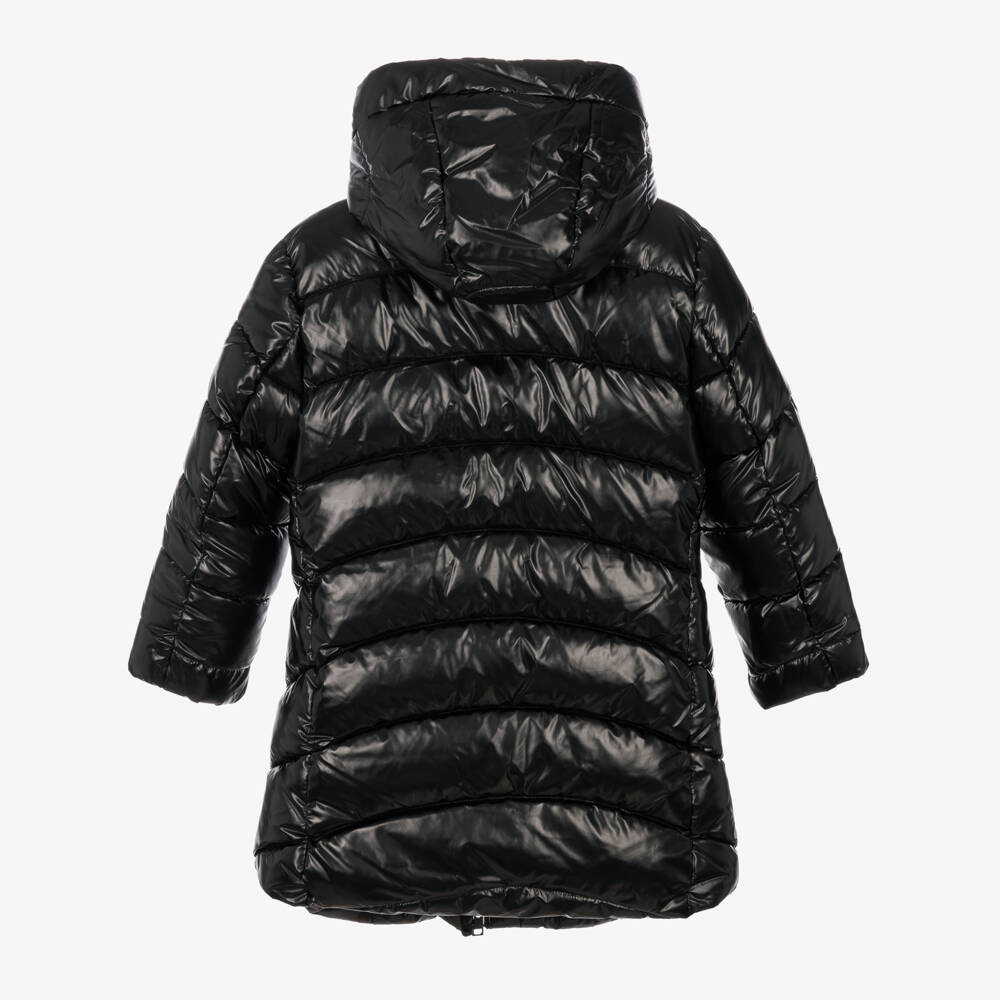 Mayoral-Girls Black Long Padded Coat with Hood | Childrensalon