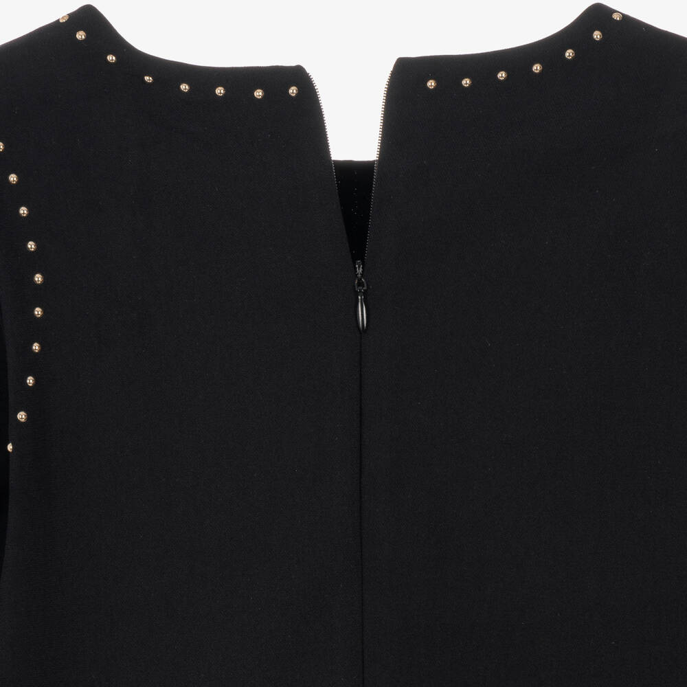 Mayoral-Girls Black Pintuck Dress with Silver Studs | Childrensalon