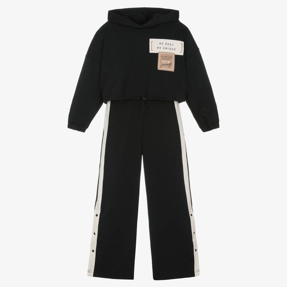 Mayoral-Girls Black Positive Slogan Tracksuit | Childrensalon