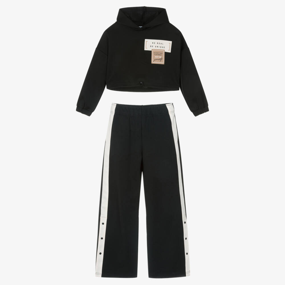 Mayoral-Girls Black Positive Slogan Tracksuit | Childrensalon