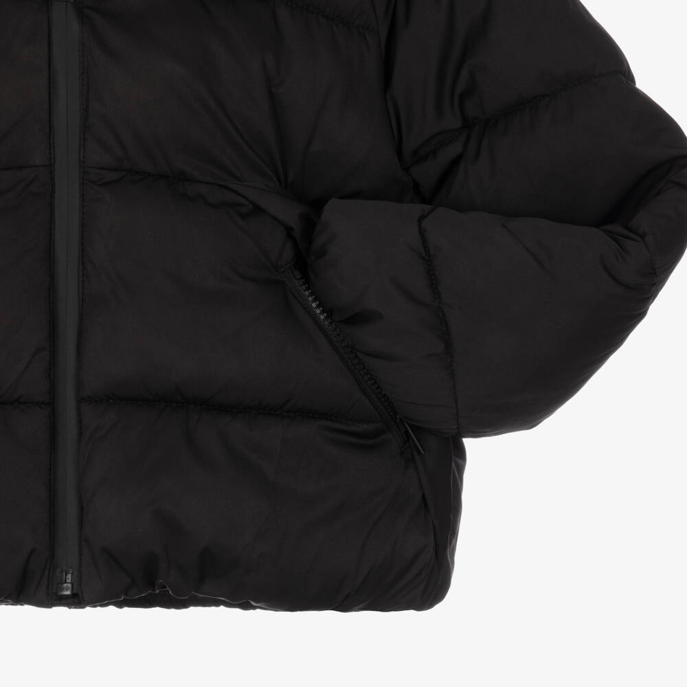 Mayoral-Girls Black Puffer Jacket with Drawstring Hood | Childrensalon