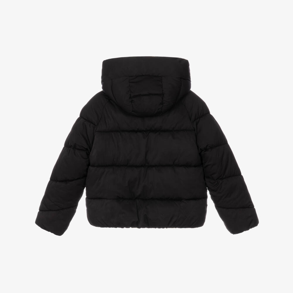 Mayoral-Girls Black Puffer Jacket with Drawstring Hood | Childrensalon