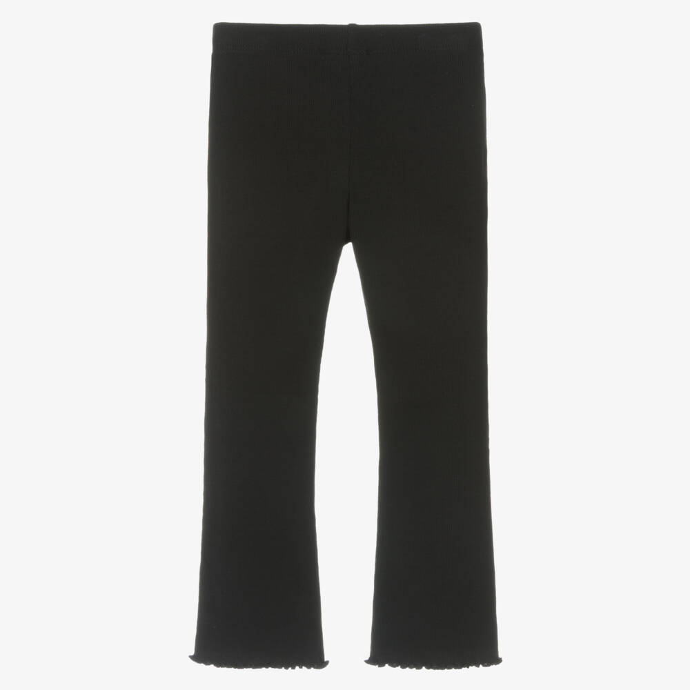 Mayoral-Girls Black Ribbed Cotton Leggings | Childrensalon