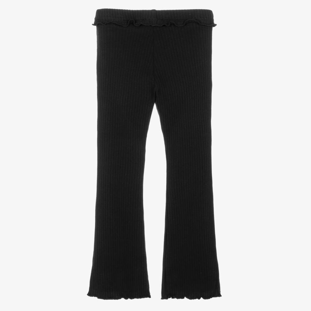 Mayoral-Girls Black Ribbed Flared Leggings | Childrensalon