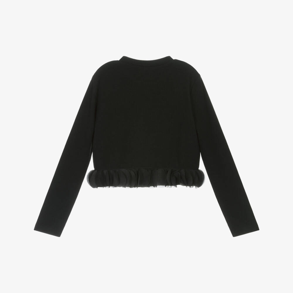 Mayoral-Топ черный ребристый с изысканными лепестками для девочек | Childrensalon