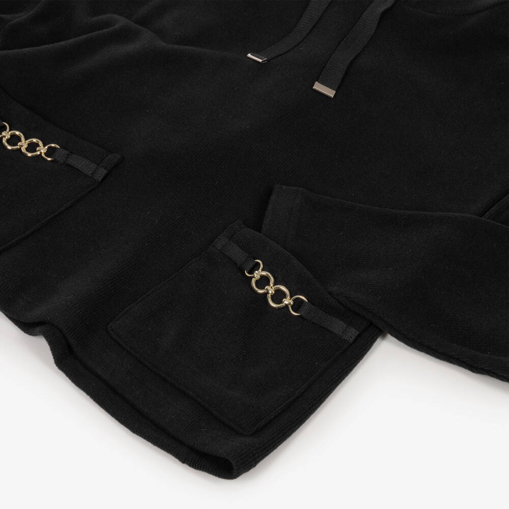 Mayoral-Girls Black Ribbed Jersey Tracksuit | Childrensalon