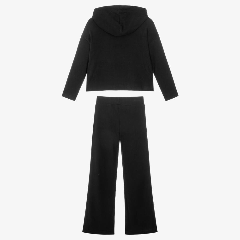 Mayoral-Girls Black Ribbed Jersey Tracksuit | Childrensalon