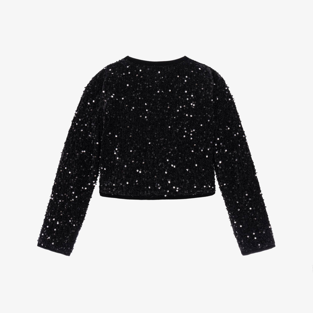 Mayoral-Girls Black Sequinned Cardigan | Childrensalon