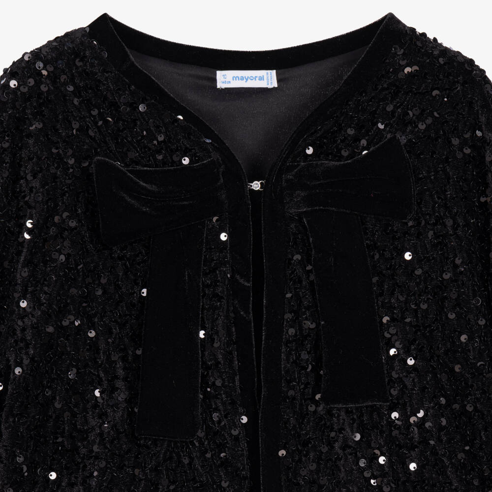 Mayoral-Girls Black Sequinned Cardigan | Childrensalon