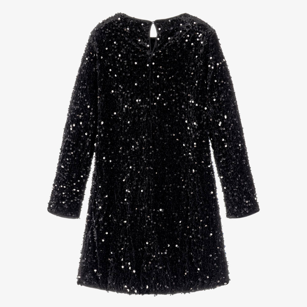 Mayoral-Girls Black Sequinned Velour Dress | Childrensalon