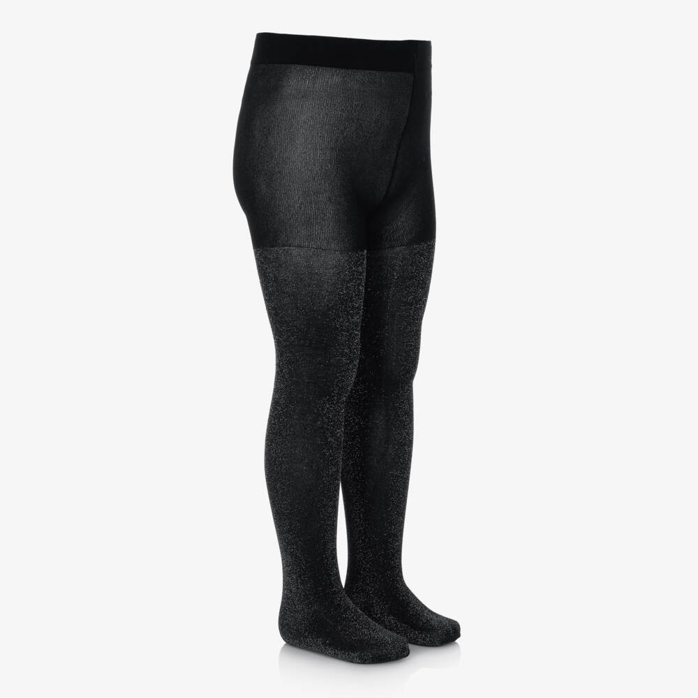 Mayoral-Girls Black Shimmery Lurex Tights | Childrensalon