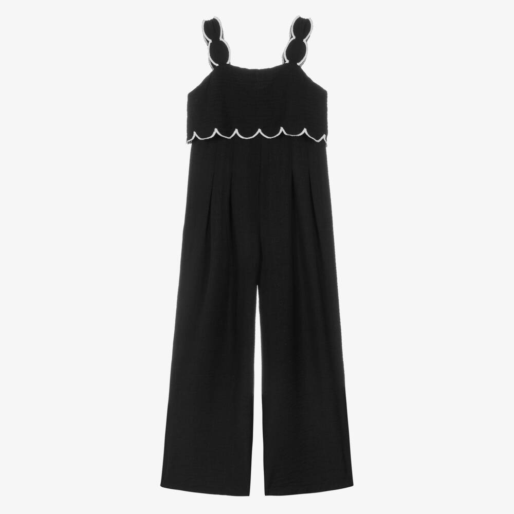 Mayoral-Girls Black Textured Jumpsuit | Childrensalon