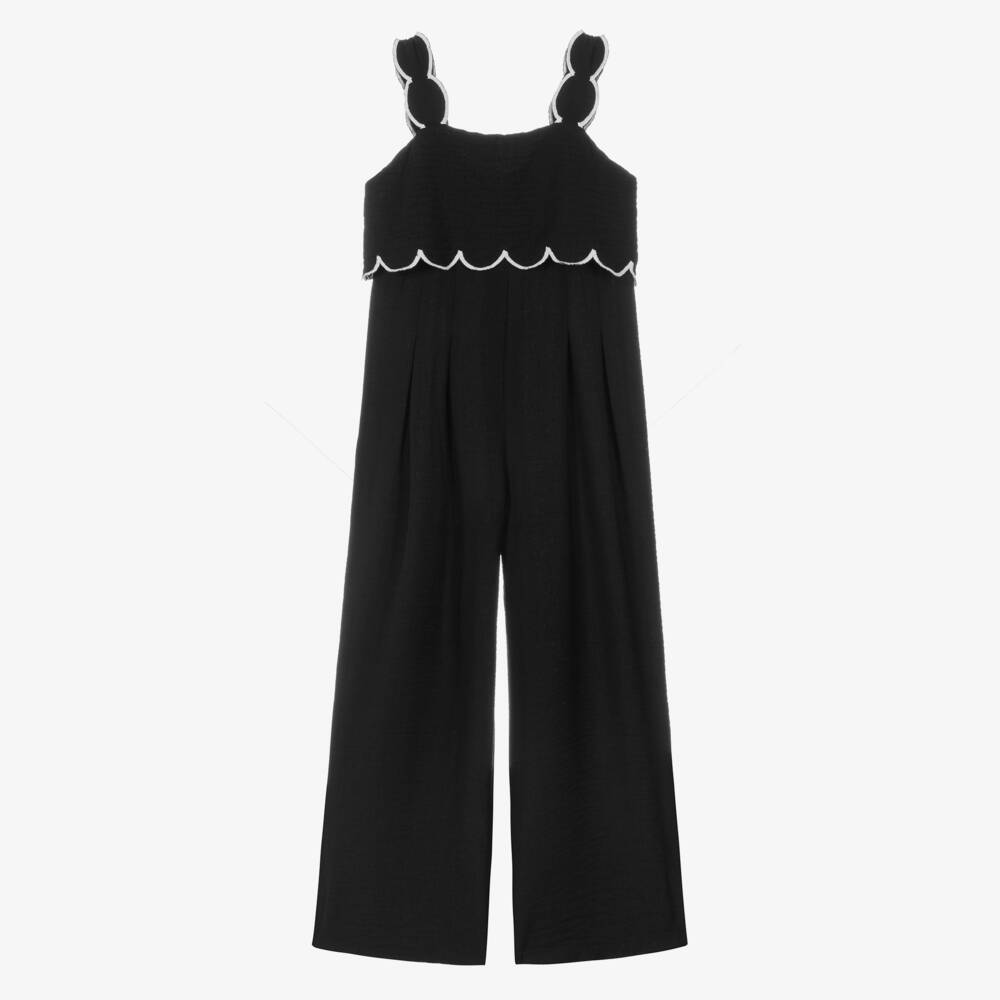 Mayoral-Girls Black Textured Jumpsuit | Childrensalon