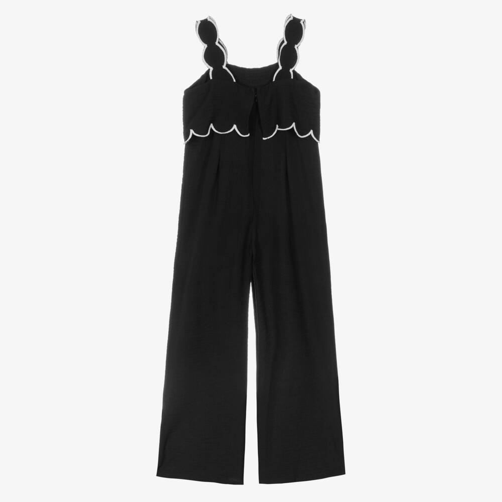 Mayoral-Girls Black Textured Jumpsuit | Childrensalon