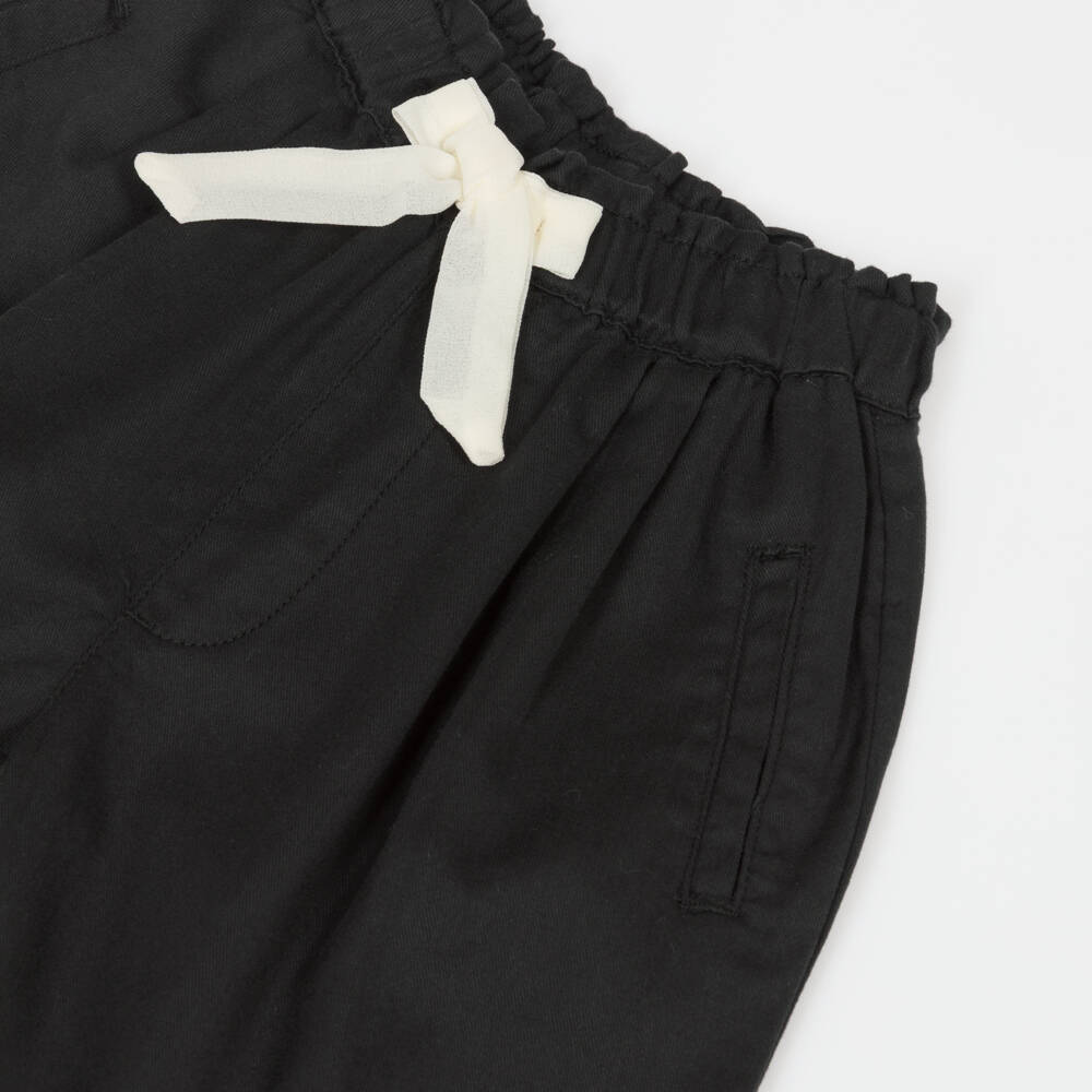 Mayoral-Girls Black Twill Wide Leg Trousers | Childrensalon