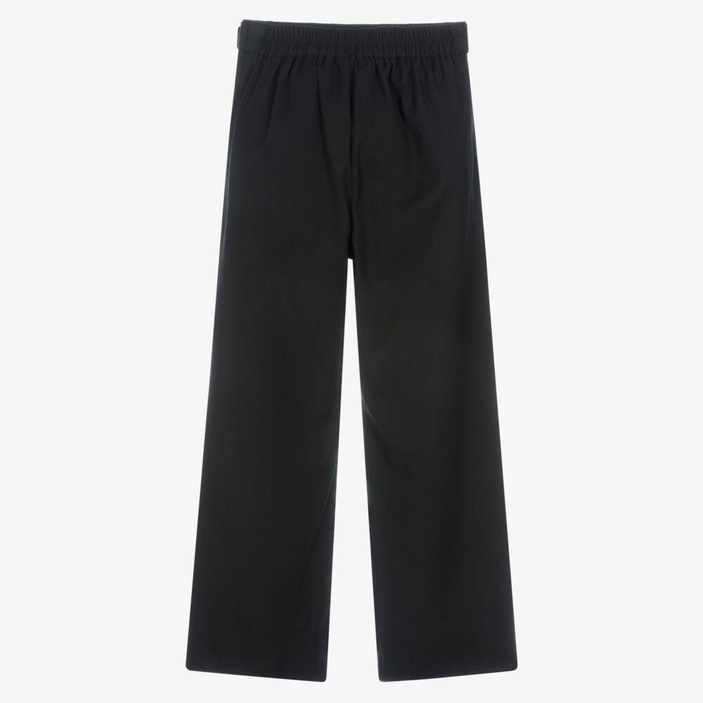 Mayoral-Girls Black Wide-Leg Twill Trousers | Childrensalon