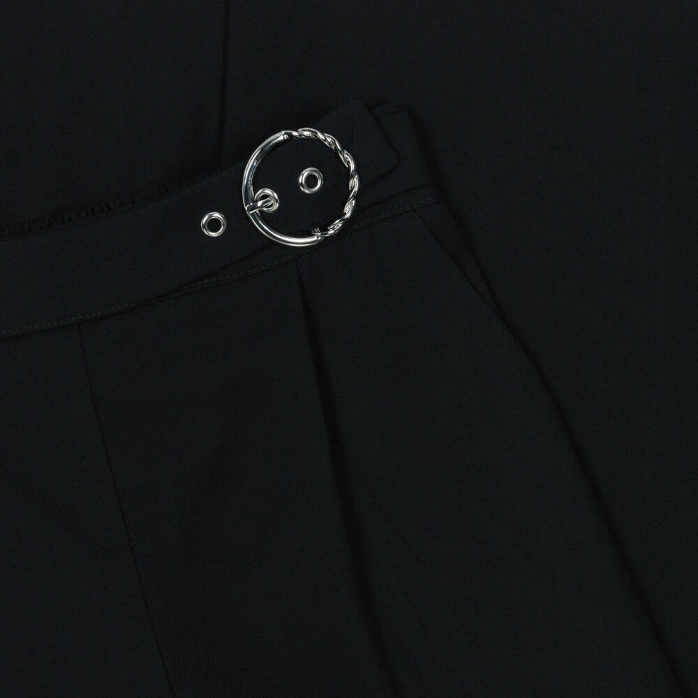 Mayoral-Girls Black Wide-Leg Twill Trousers | Childrensalon