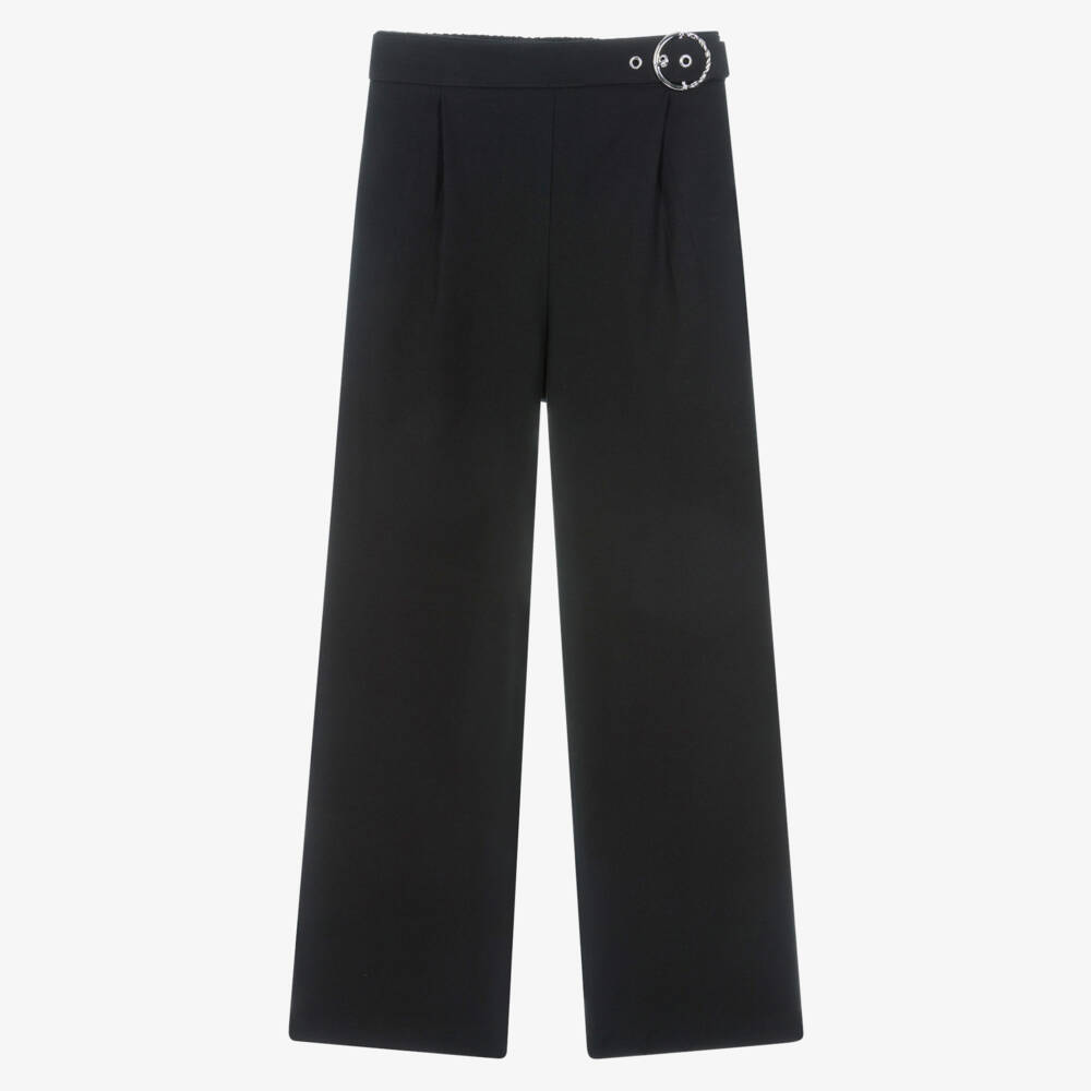 Mayoral-Girls Black Wide-Leg Twill Trousers | Childrensalon