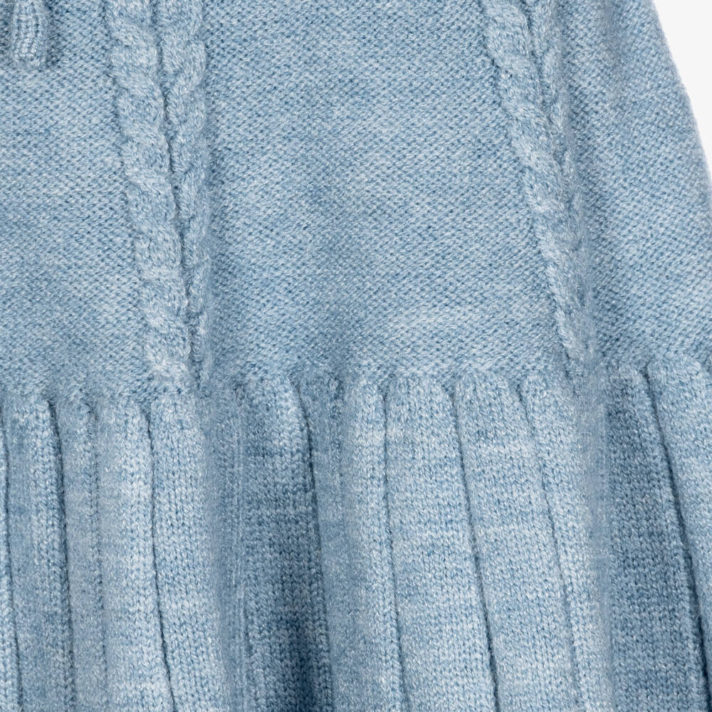 Mayoral-Girls Blue & Beige Flower Sweater & Skirt Set | Childrensalon