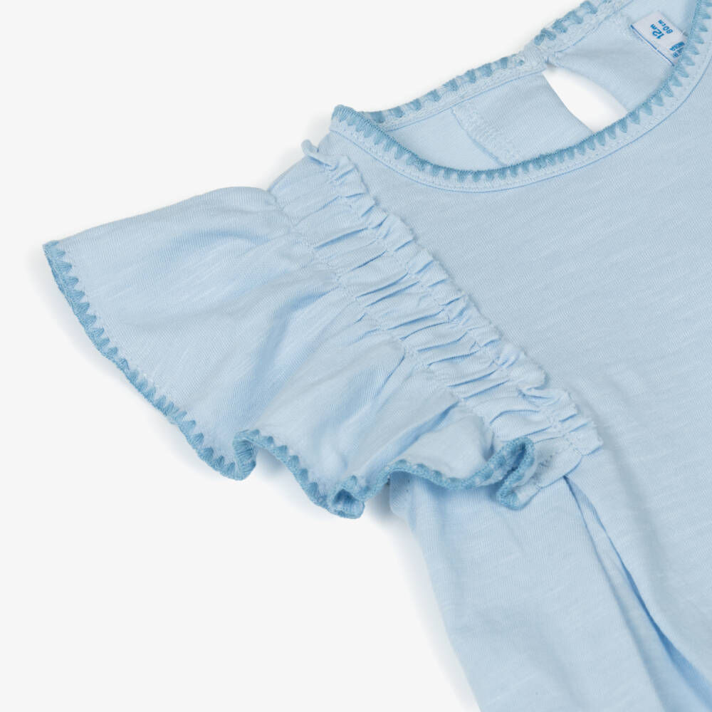 Mayoral-Girls Blue Cotton Flower & Dragonfly Leggings Set | Childrensalon