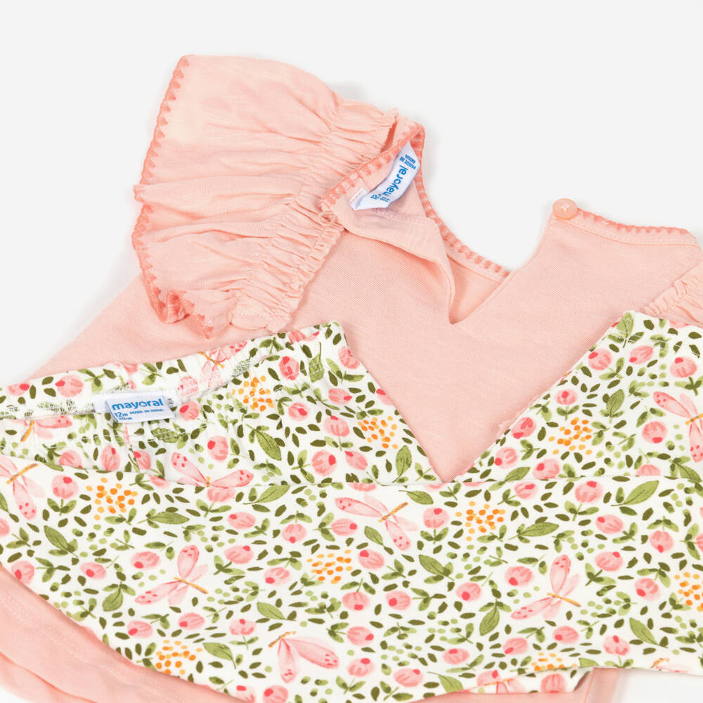 Mayoral-Girls Blue Cotton Flower & Dragonfly Leggings Set | Childrensalon