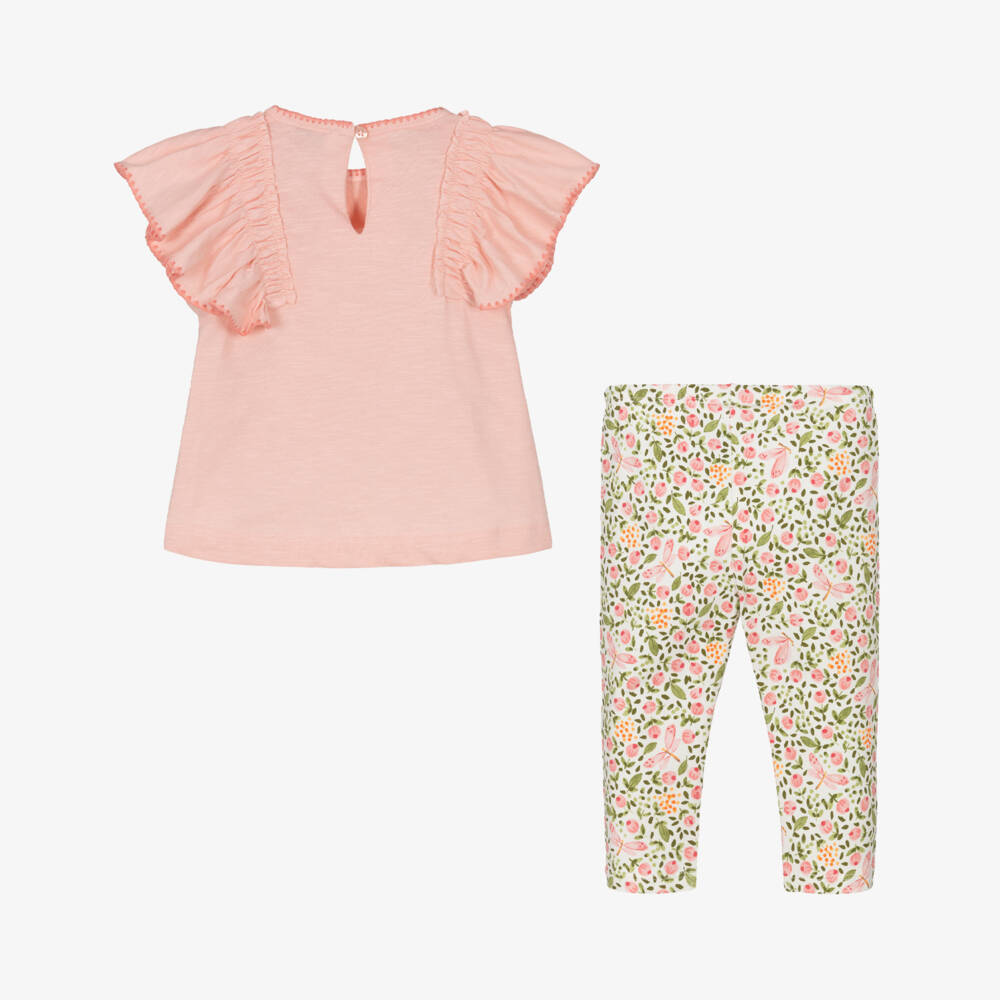 Mayoral-Girls Blue Cotton Flower & Dragonfly Leggings Set | Childrensalon