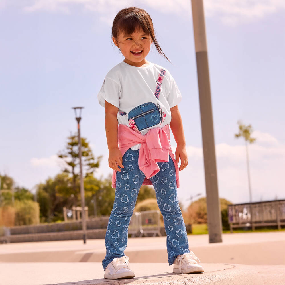 Mayoral-Girls Blue Cotton Jersey Flared Leggings Set | Childrensalon
