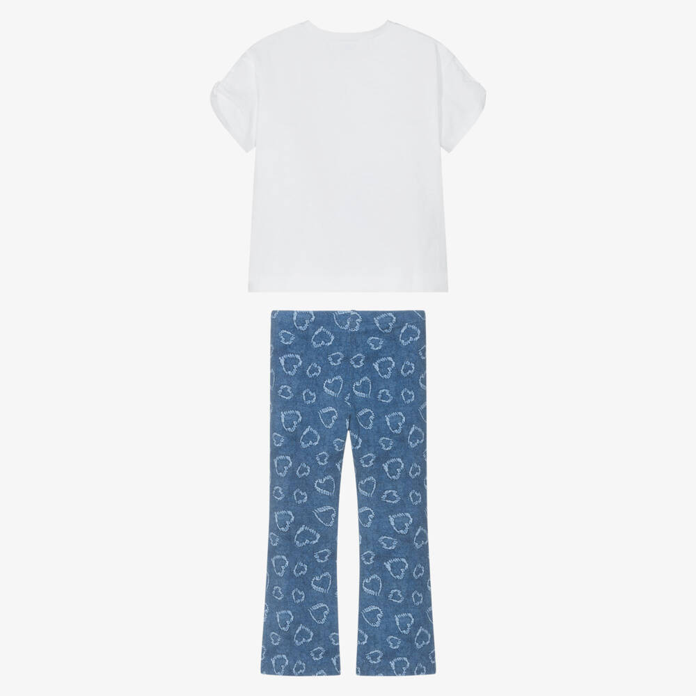 Mayoral-Girls Blue Cotton Jersey Flared Leggings Set | Childrensalon