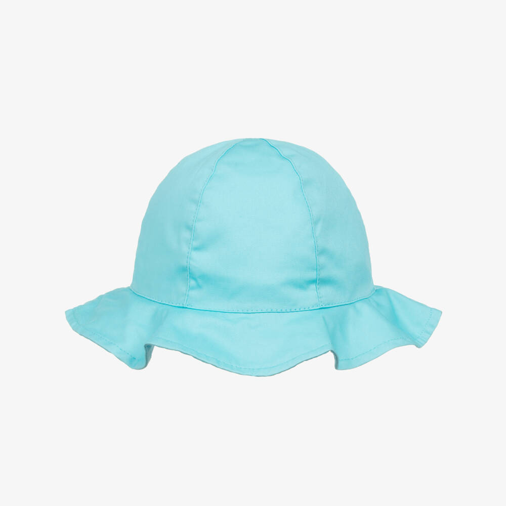 Mayoral-Girls Blue Cotton Twill Sun Hat | Childrensalon