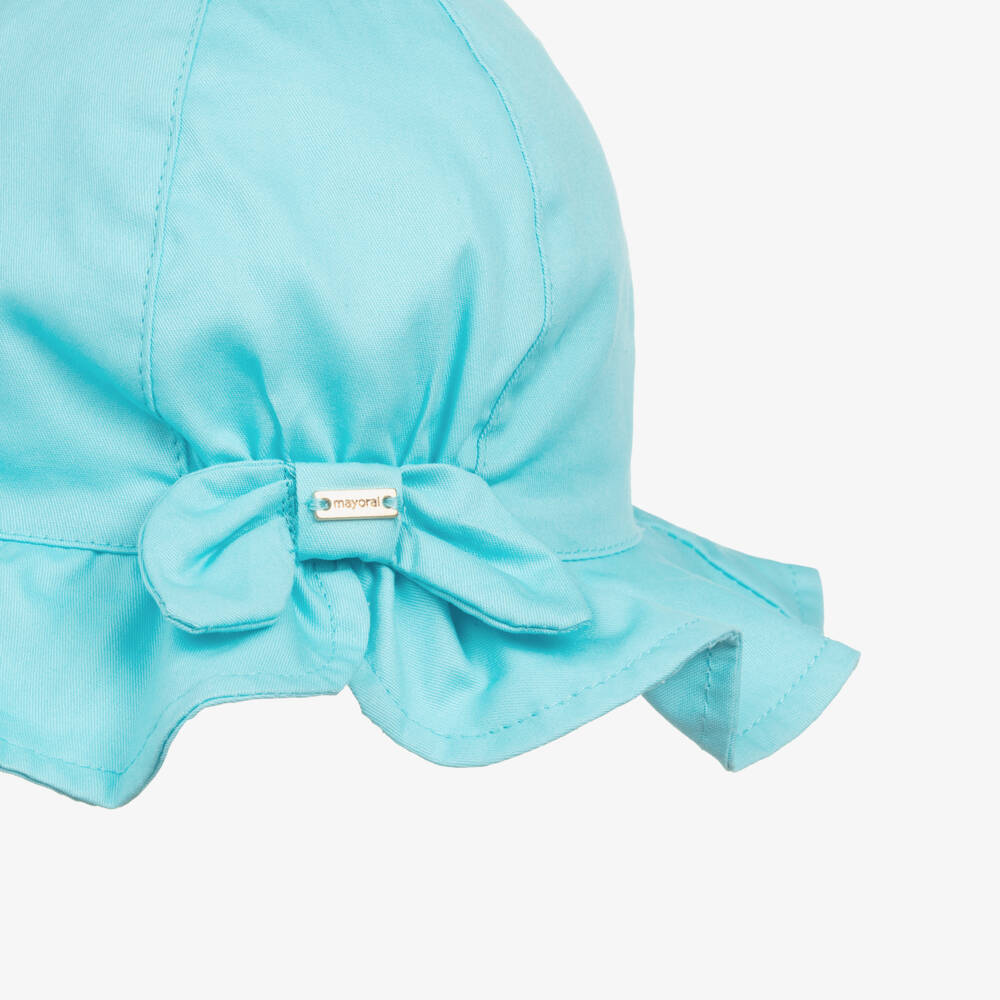 Mayoral-Girls Blue Cotton Twill Sun Hat | Childrensalon