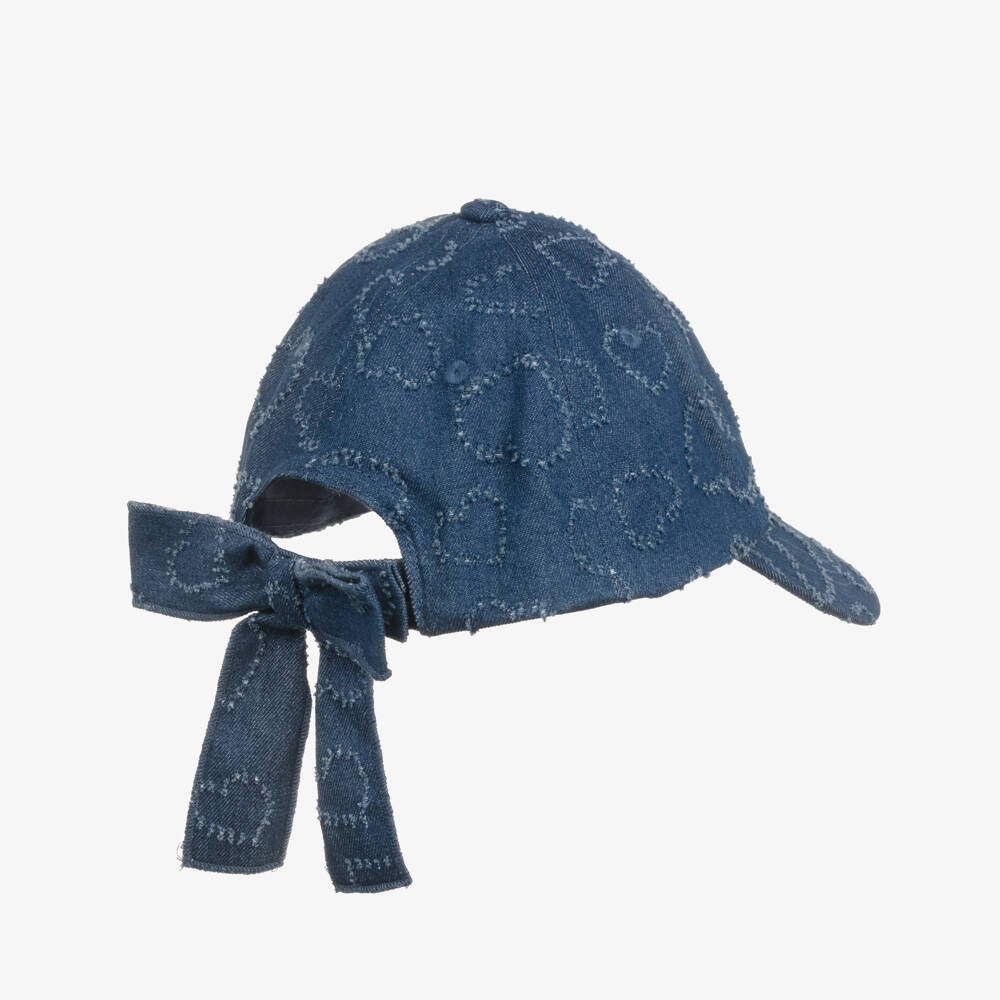 Mayoral-Girls Blue Denim Cap with Hearts | Childrensalon
