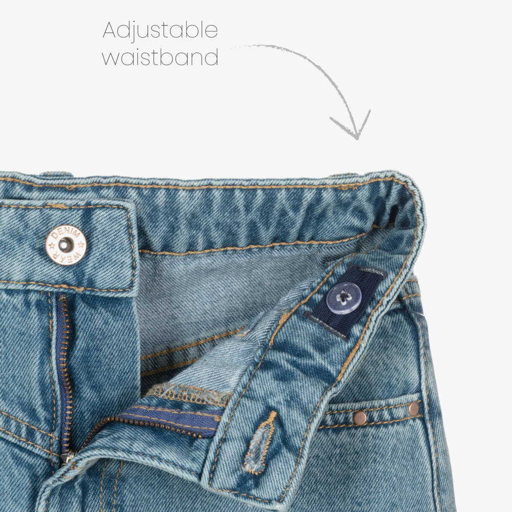 Mayoral-شورت دنيم بخصر عالٍ لون أزرق للبنات | Childrensalon