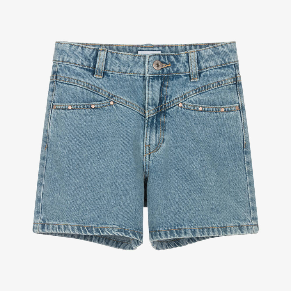 Mayoral-شورت دنيم بخصر عالٍ لون أزرق للبنات | Childrensalon