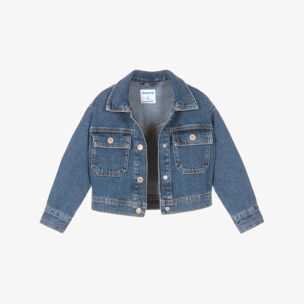 Mayoral-Girls Blue Denim Jacket | Childrensalon