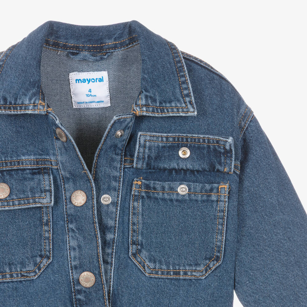 Mayoral-Girls Blue Denim Jacket | Childrensalon