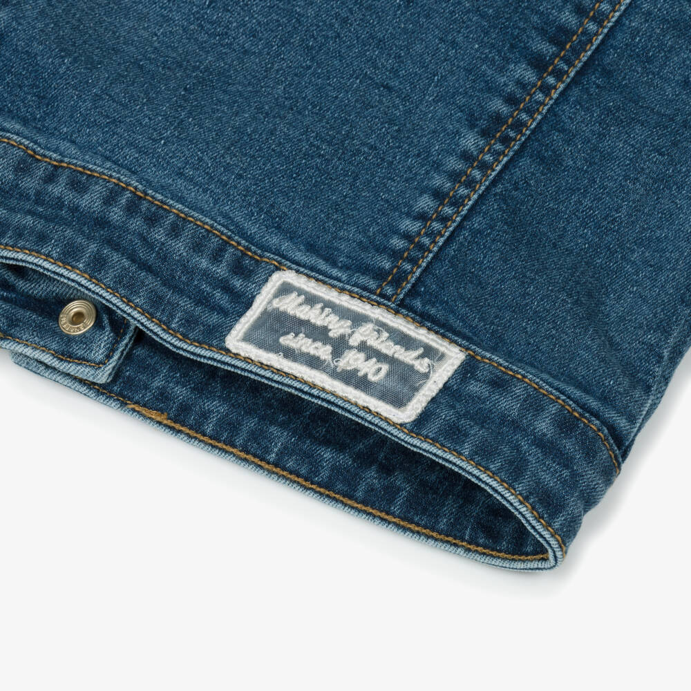 Mayoral-Girls Blue Denim Jacket with Lace-Trimmed Pockets | Childrensalon